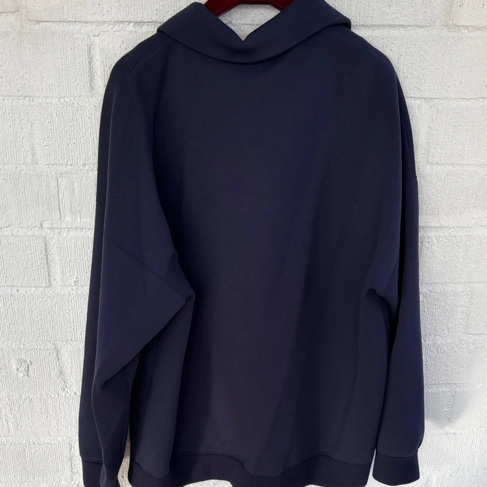 Gucci Logo Patch Knitted Scuba Embroidered Blue Half Zip Sweatshirt sz L